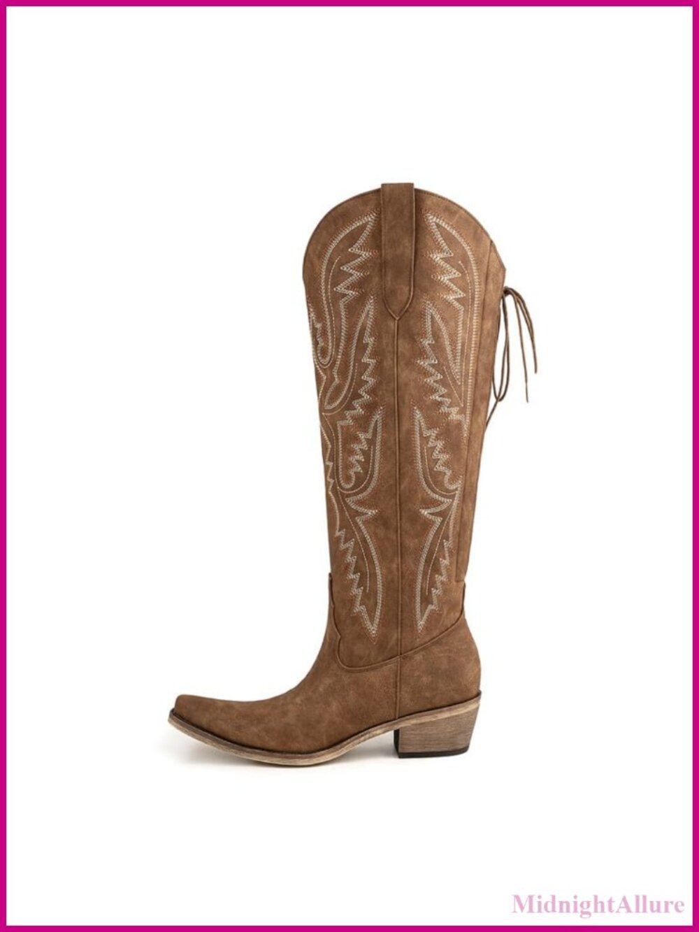 Atuelang Women's Lace Up Knee High Cowboy Boots